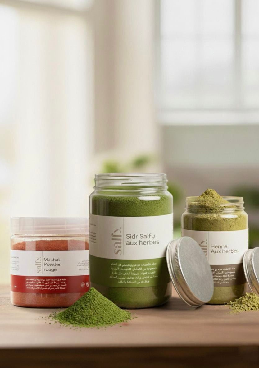 سدر سالفي بالأعشاب + حناء بالأعشاب + المشاط الخليجي (الأحمر أو الأخضر)